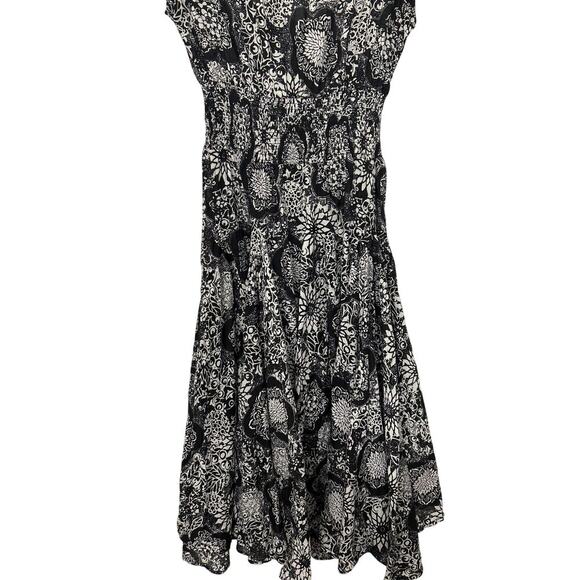 Grace Elements Black & White Cotton Milkmaid Asymmetrical Layered Midi Dress M - Picture 10 of 13